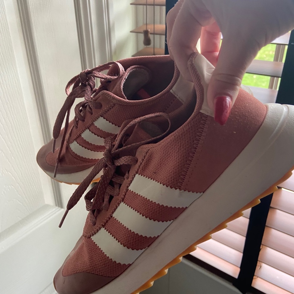 Adidas pink running shoes